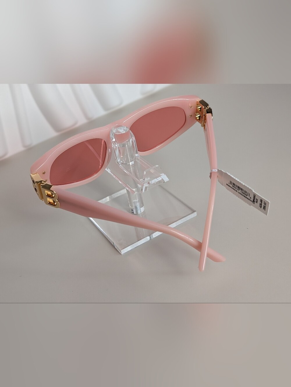 Balenciaga BB0095S Pink Gold Cat Eye Sunglasses BB Logo NWT Made In Italy - Picture 5 of 16